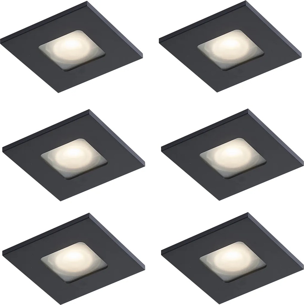Set di 6 faretti da incasso moderni neri orientabili e inclinabili IP44 - Qure
