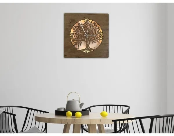 Li-Go 5652/DUB2 - Orologio LED dimmerabile LED/10W/5V 20000 mAh 42x42 cm rovere+ telecomando