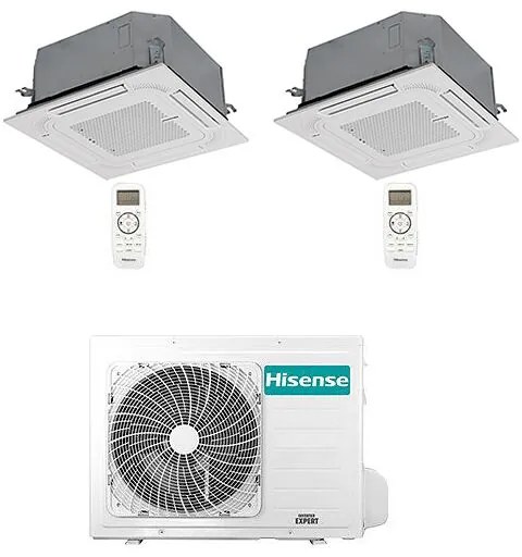 Climatizzatore Condizionatore Hisense Cassetta 4 vie R32 Dual Split Inverter 9000 + 12000 btu con u.e. 2AMW52U4RXC novitá Classe a++/a+