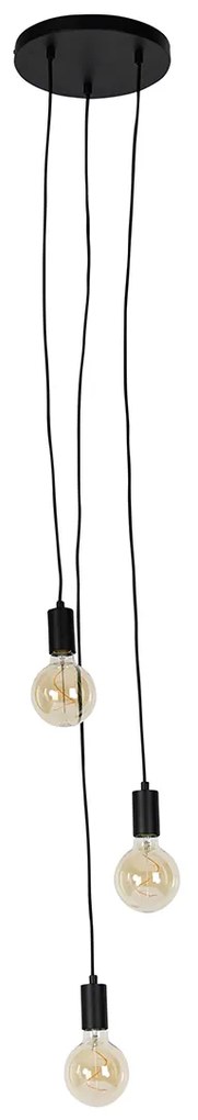 Lampada a sospensione industriale nera 3 luci - Facil