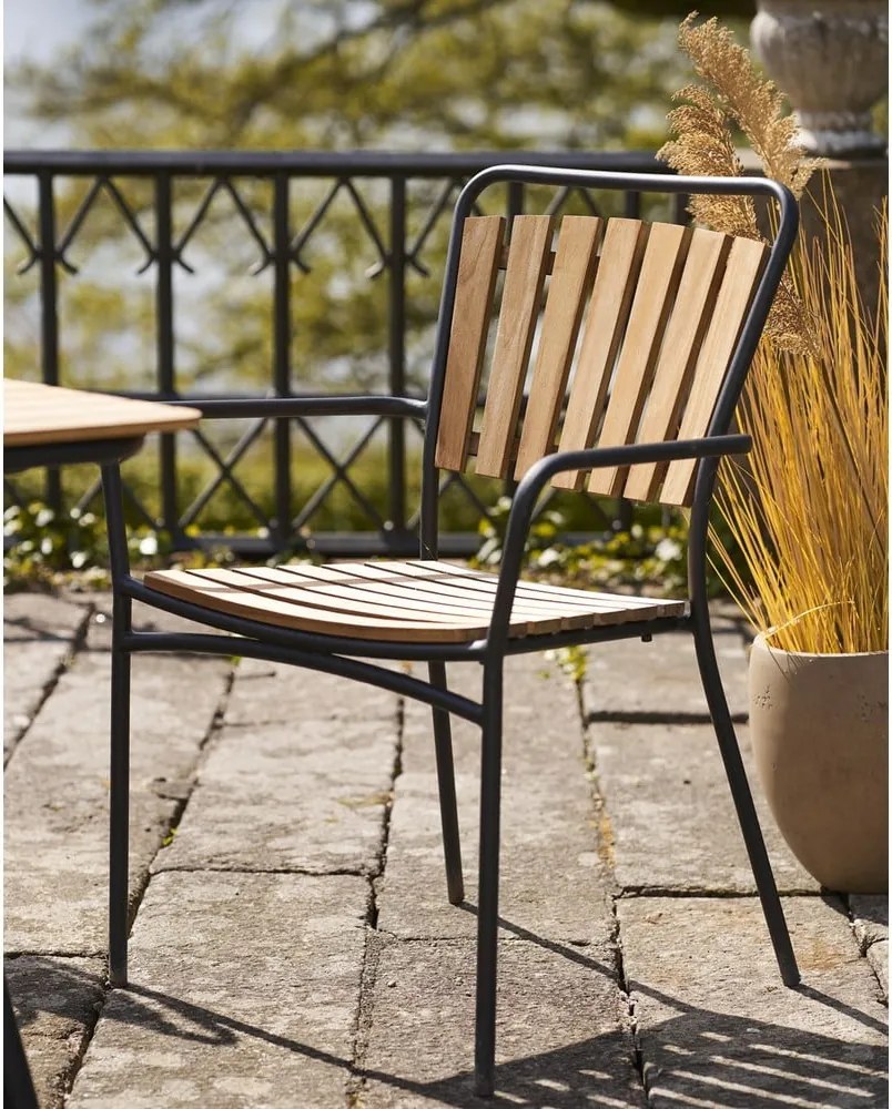 Sedie da esterno in set di colore naturale in legno massiccio/in metallo 2 pz Cleveland – House Nordic