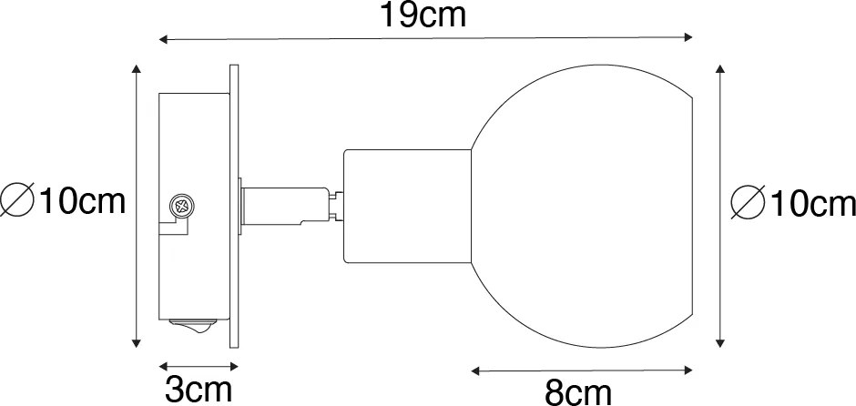 Faretto Art Déco nero con vetro fumé e legno - VIDRO