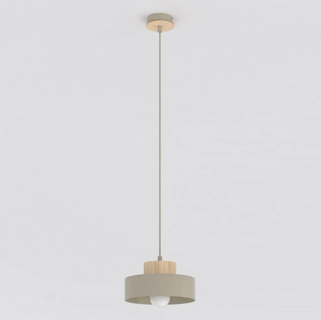 Lampada a Sospensione KIVI 1S E27 in Acciaio e Legno