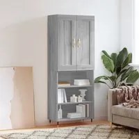 Credenza Grigio Sonoma 69,5x34x180 cm in Legno Multistratocod mxl 131487