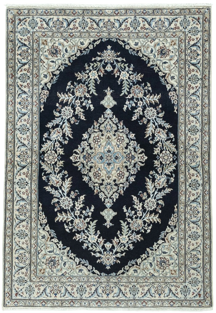 Nain Tappeto persiano 110x160 Blu (Iran) Annodato A Mano