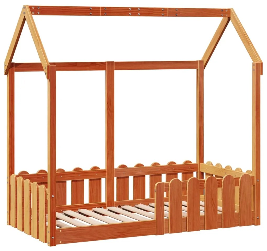 Giroletto casetta bambini marrone cera 70x140 cm massello pino