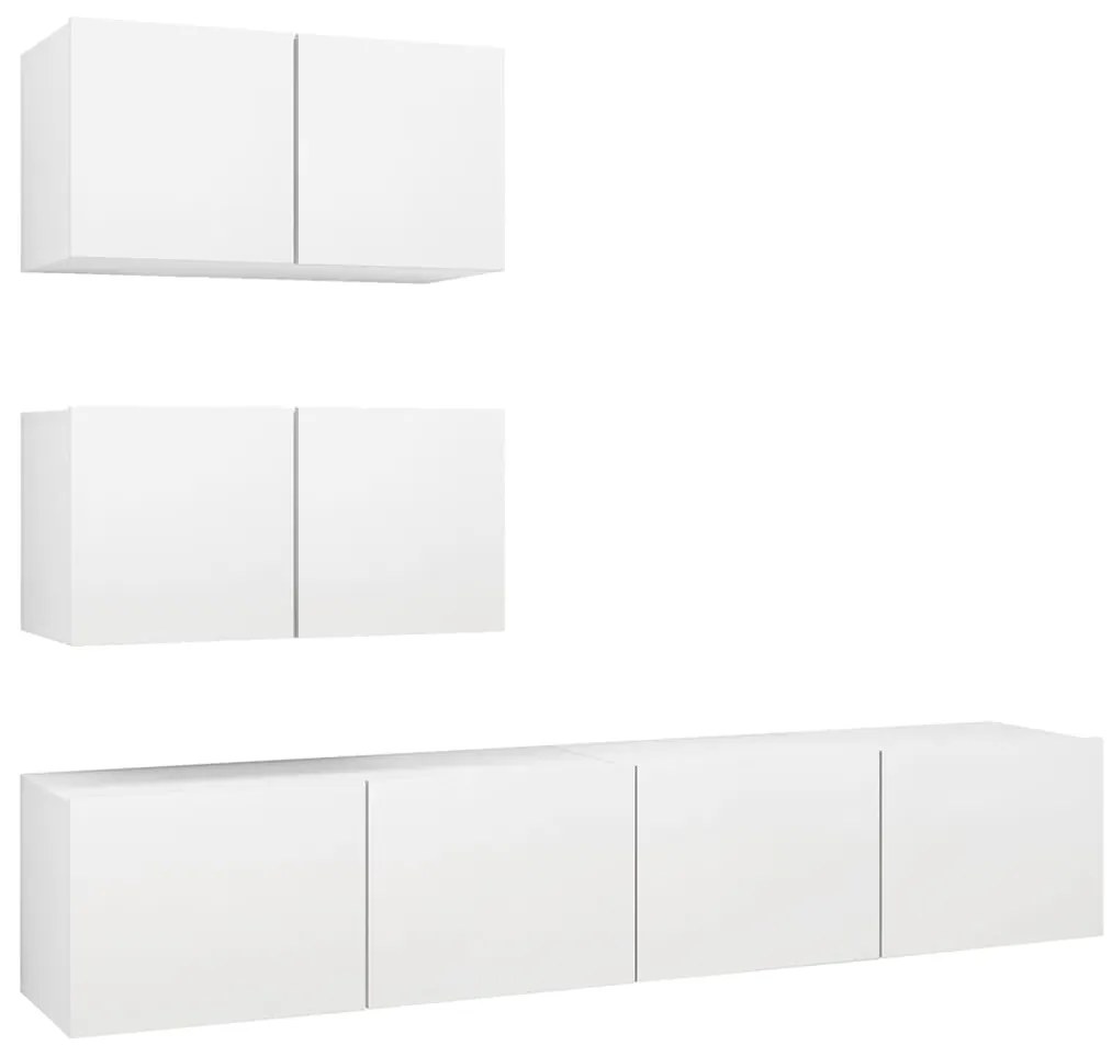 Set mobili tv 4 pz bianco in truciolato