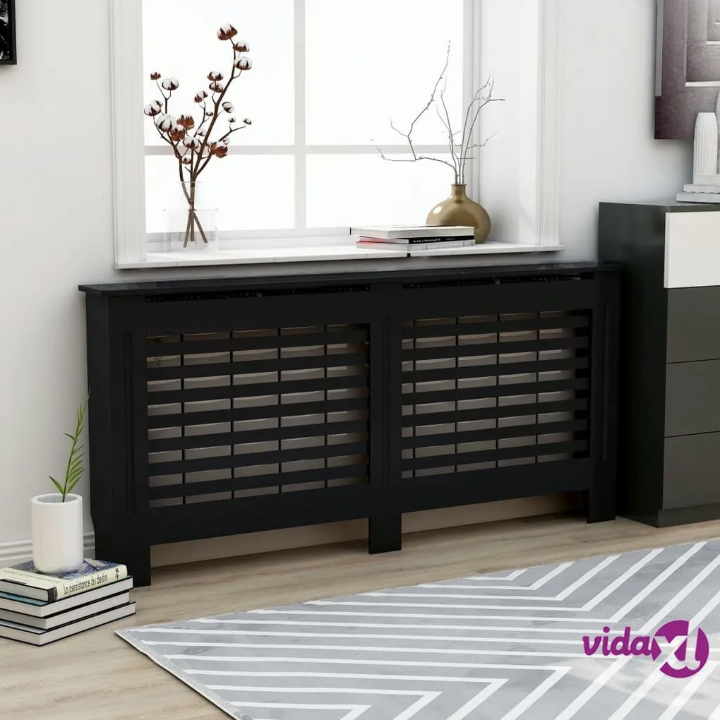 vidaXL Copertura per Radiatore Nera 172x19x81,5 cm in MDF