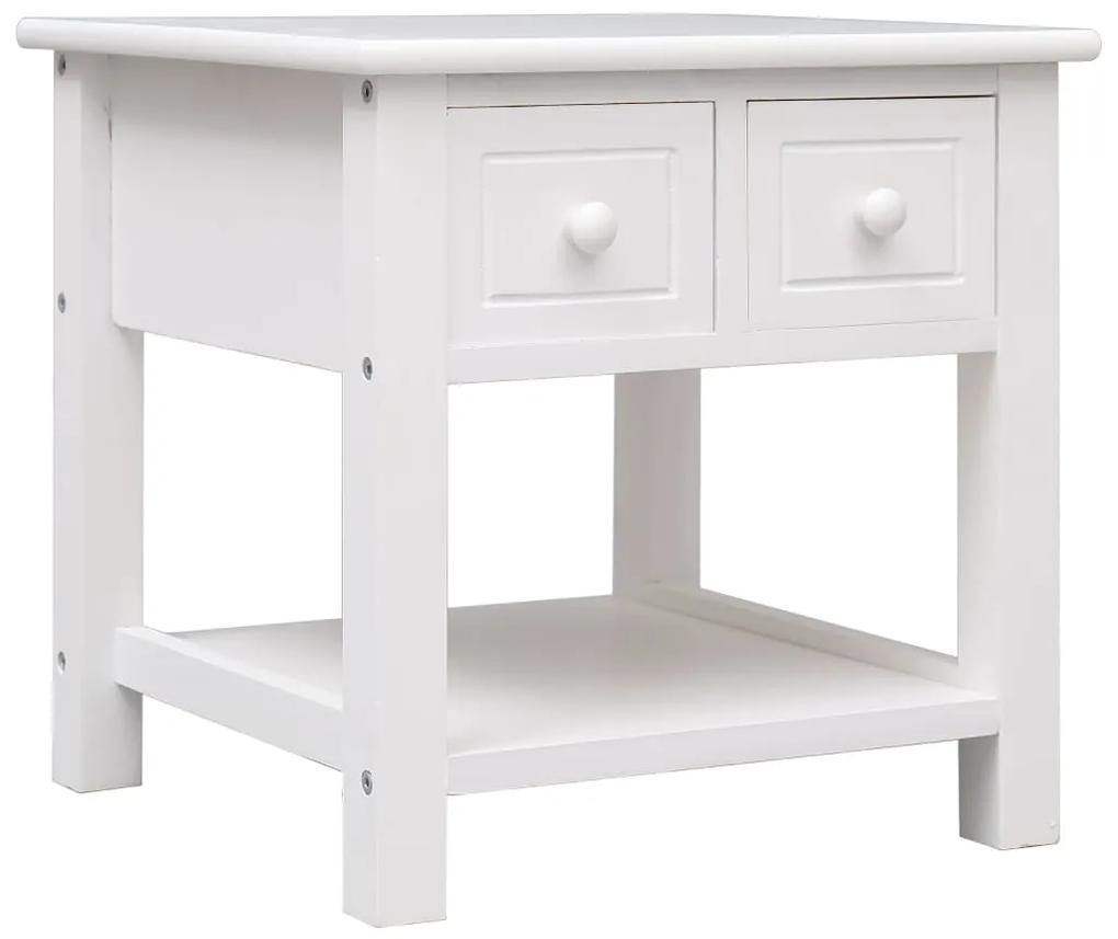Tavolino laterale bianco 40x40x40 cm in legno di paulownia