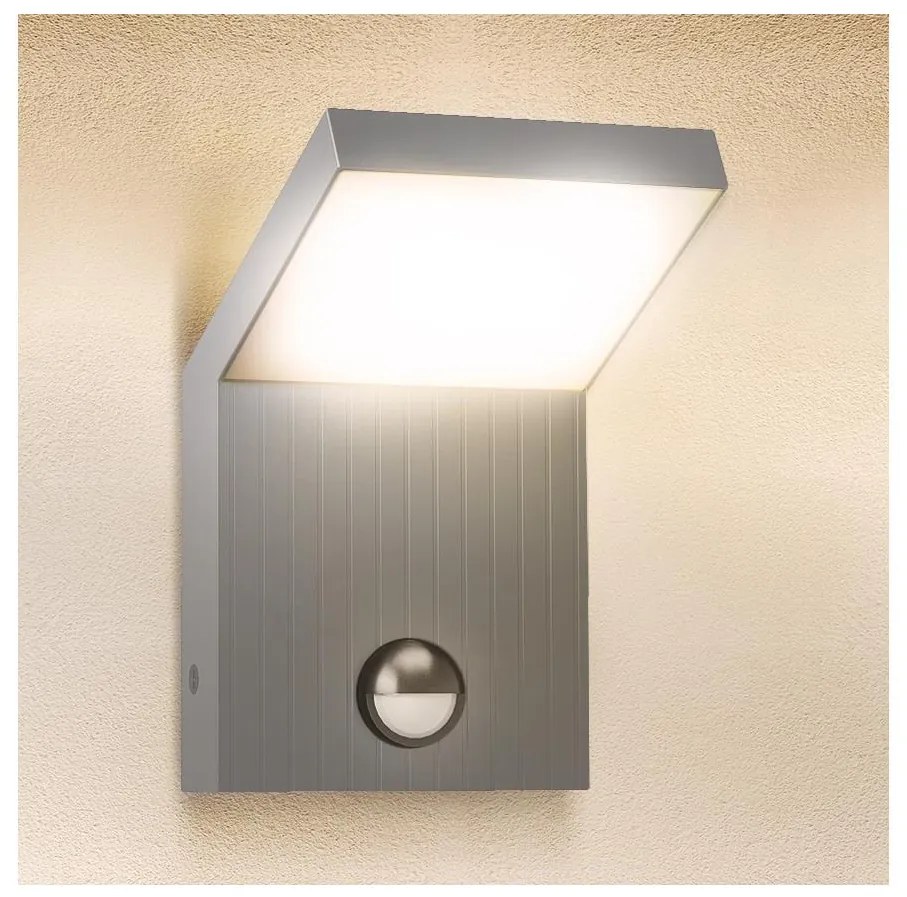 Brilagi - Lampada da parete a LED per esterni con sensore RIANO LED/8W/230V argento
