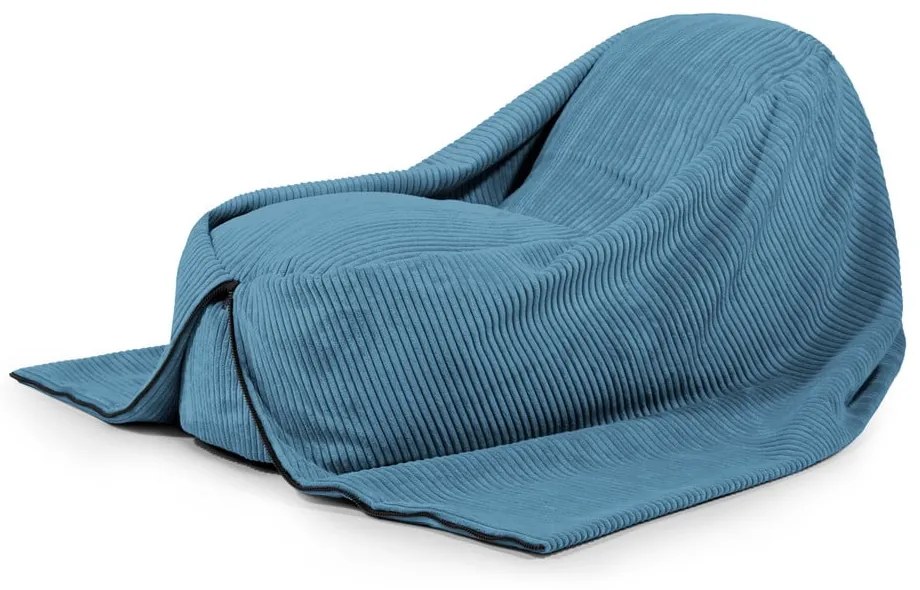 Pouf a sacco per bambini blu con rivestimento in velluto a coste Cocoon 120 – SLOWDOWN