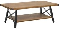 Tavolino da caff in legno scuro con ripiano portaoggetti 100 x 55 cm Soggiorno industriale moderno