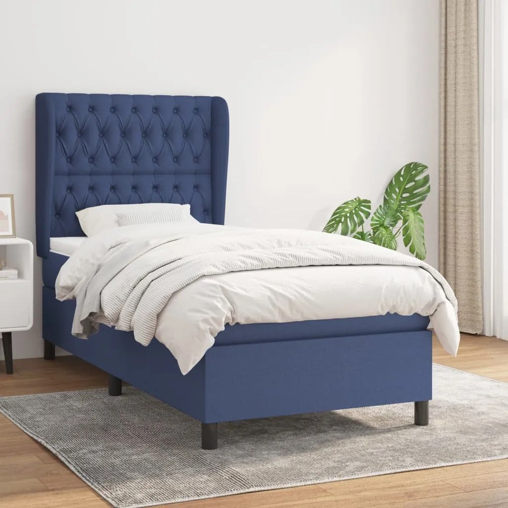 Giroletto A Molle Con Materasso Blu 100x200 Cm İn Tessuto /