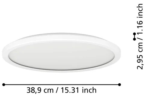 Eglo 901447 -Plafoniera LED da esterno ROVITO 18,5W/230V diametro 38,9cm IP44 bianco