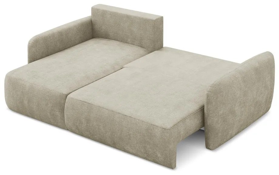 Divano angolare beige allungabile/con contenitore (con penisola a sinistra/con chaise lounge) con rivestimento in ciniglia Lilo – Makamii