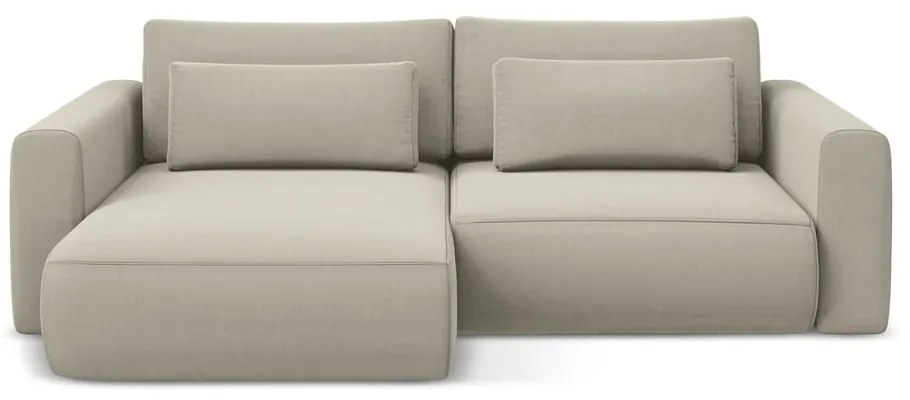 Divano angolare beige allungabile/con contenitore (con penisola a sinistra/con chaise lounge) con rivestimento in velluto Kapua – Makamii