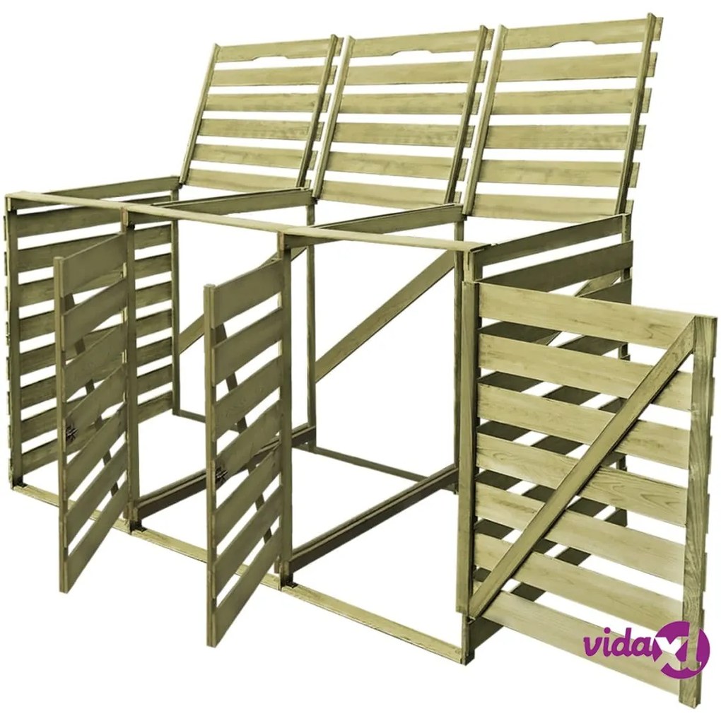 vidaXL Copribidone per Spazzatura Triplo 240 L in Legno Impregnato