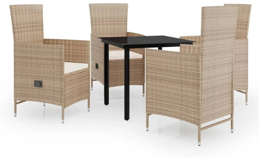 Set da pranzo da giardino beige 5 pz con cuscini