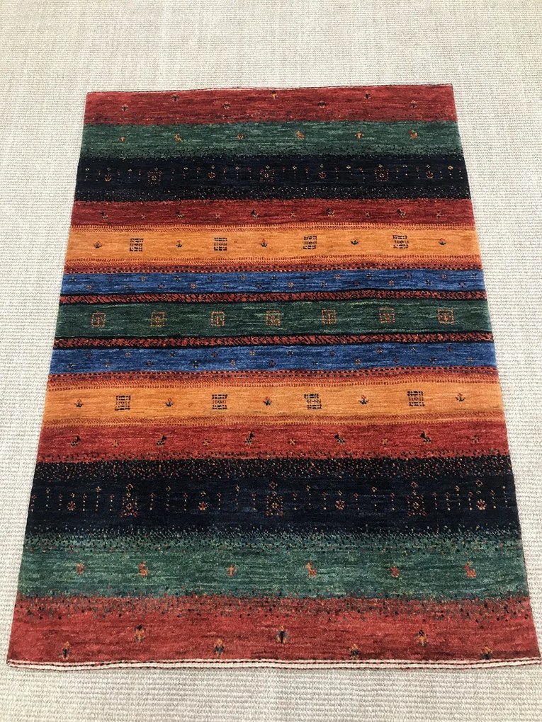 Loribaft Tappeto persiano 90x120 Verde (Iran) Annodato A Mano