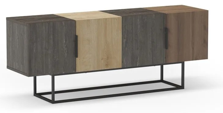 Tavolo TV in rovere decorato in marrone naturale 140x55 cm Titan - Marckeric