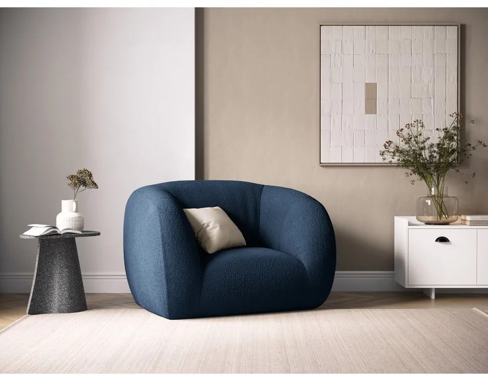 Poltrona blu in tessuto bouclé Essen - Cosmopolitan Design