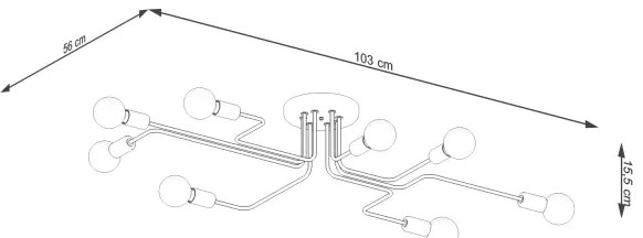 Sollux SL.1448 - Lampadario a plafone VECTOR 8xE27/15W/230V nero