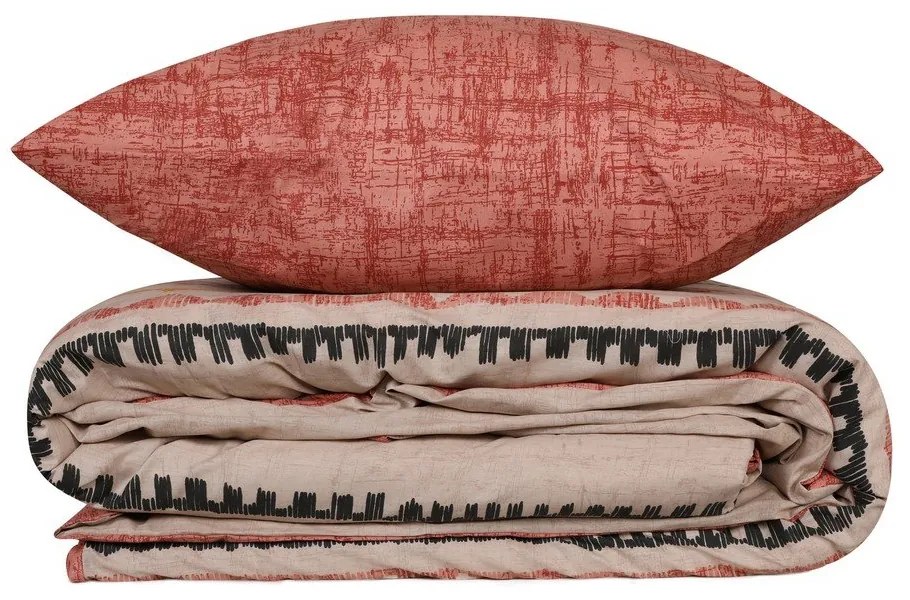 Biancheria da letto matrimoniale color rosso mattone e marrone in cotone Renforcé 240x220 cm Felix - Mijolnir