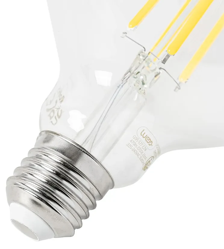 Set di 5 lampadine LED E27 G95 trasparente 2,2W 470lm 2700K