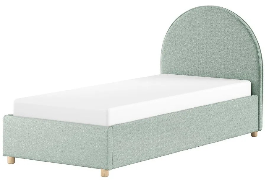 Letto singolo imbottito verde con contenitore con rete inclusa 90x200 cm Moon – Vipack
