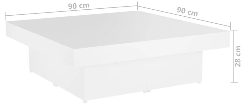 Tavolino da Salotto Bianco 90x90x28 cm in Legno Multistrato