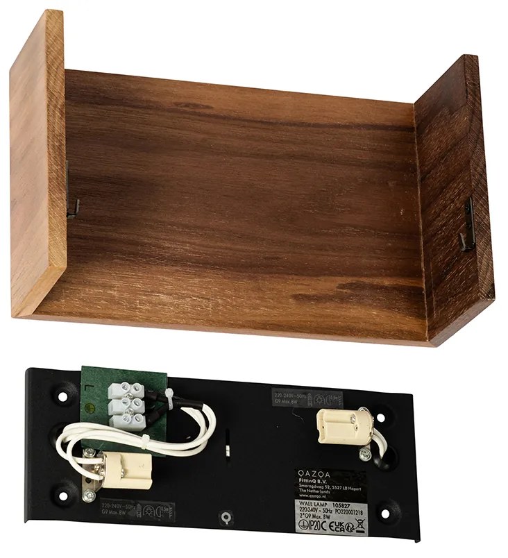 Applique da parete in legno di noce rustica - Otan