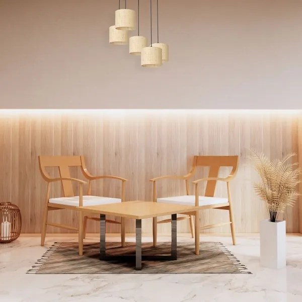 Lampadario a sospensione con filo RATTAN 5xE27/60W/230V rattan