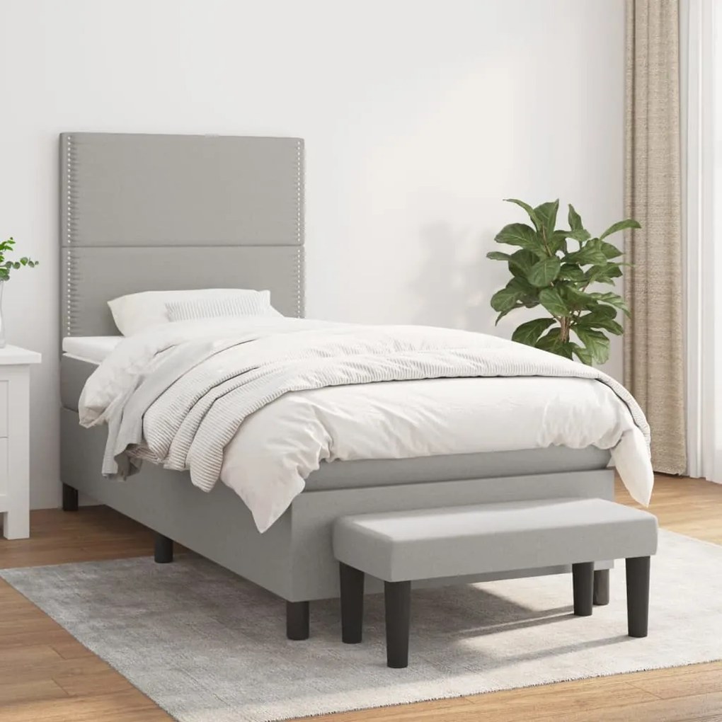 Giroletto A Molle Con Materasso Grigio Chiaro 80x200 Cm Tessuto /