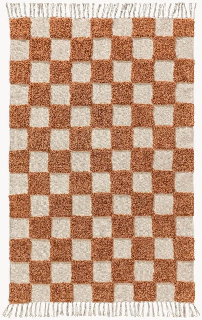 Tappeto in cotone artigianale con struttura in rilievo Caro