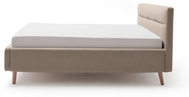 Letto matrimoniale imbottito beige con contenitore con griglia 160x200 cm Lotte - Meise Möbel