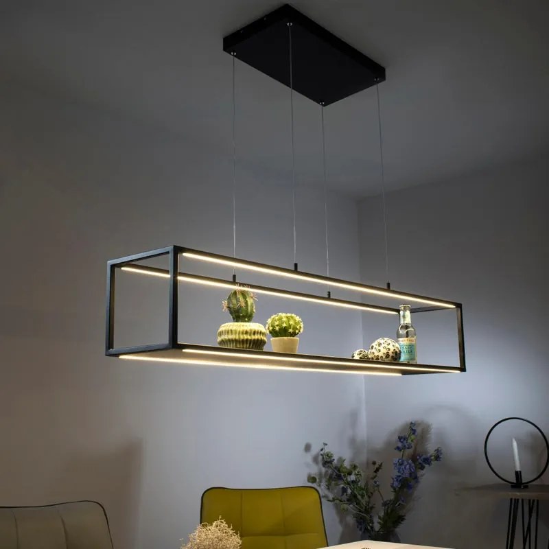 Lampadario LED moderno Contura nero, luce calda 3840 lumen, PAUL NEUHAUS