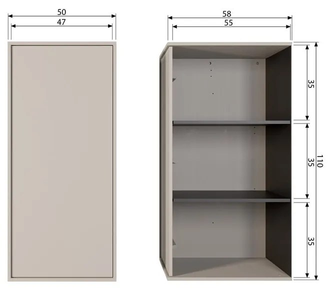 Armadio modulare in legno di pino crema 50x110 cm Daily - vtwonen