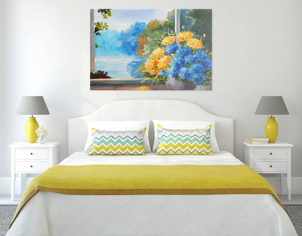 Quadro su tela – Bouquet primaverile alla finestra