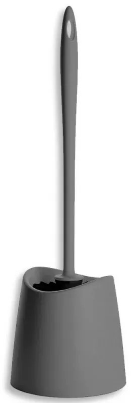 Scopino wc in plastica resistente grigio antracite con setole nere