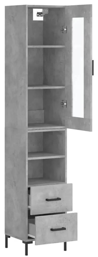 Credenza grigio cemento 34,5x34x180 cm in legno multistrato