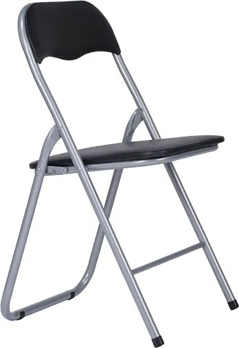 Sedia in metallo pieghevole seduta ecopelle NERO SET 6 PEZZI