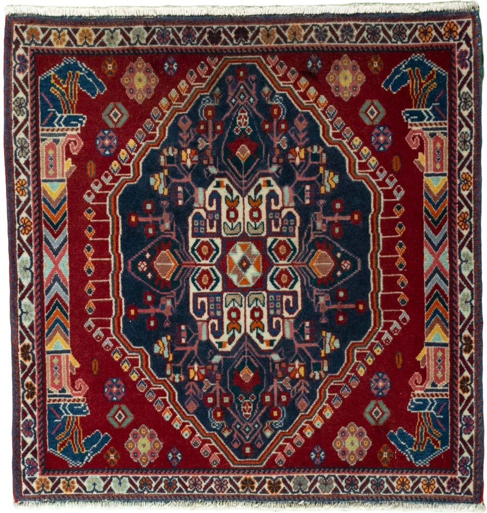 Shiraz Tappeto 70 x 70 Rosso (Iran) Annodato A Mano