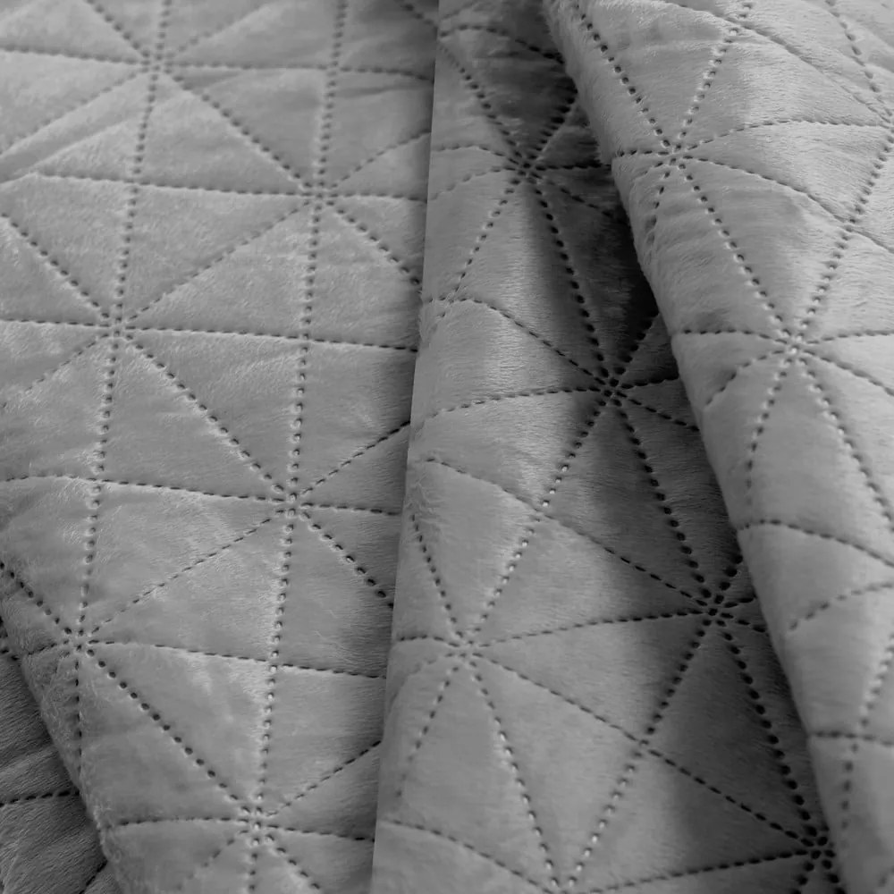 Copriletto trapuntato in velluto grigio chiaro 170x210 cm Laila - AmeliaHome