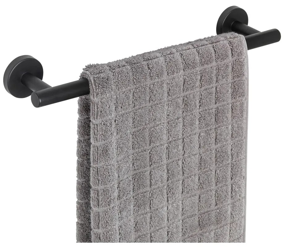 Portasciugamani a parete in acciaio inox nero opaco Bosio - Wenko