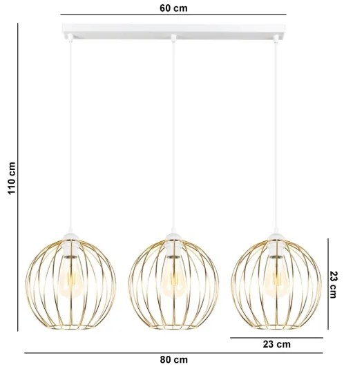 Lampadario a sospensione con filo MATT 3xE27/60W/230V bianco/oro