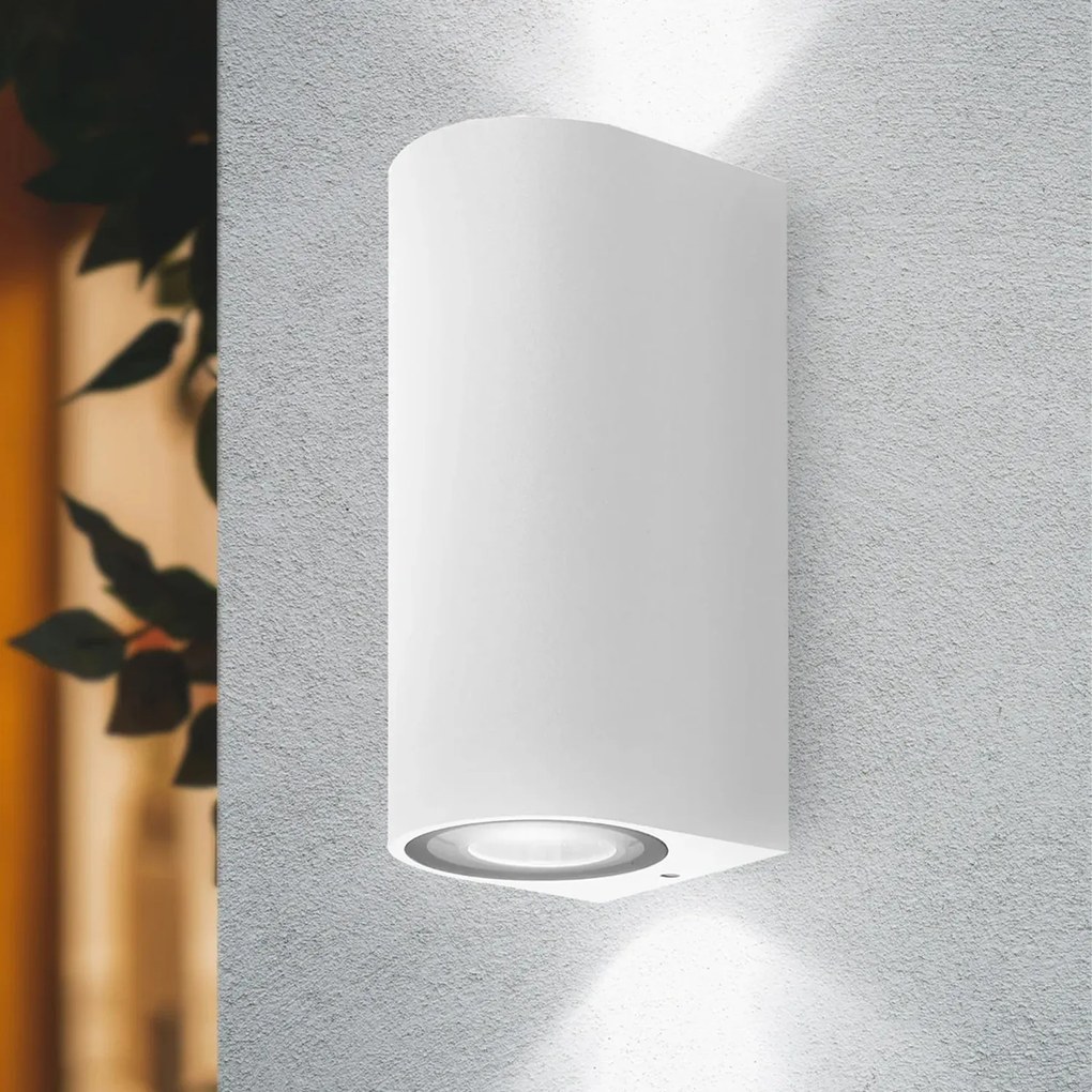 Applique Esterno Moderna Harper Alluminio Bianco 2 Luci Gu10 Ip54