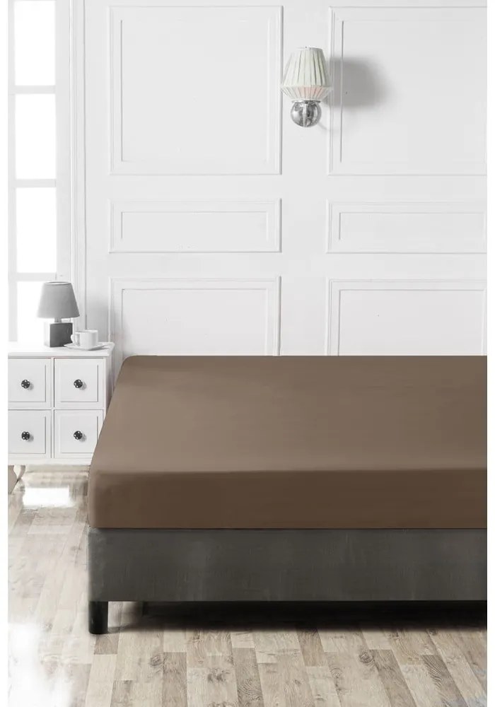 Lenzuolo con angoli marrone in cotone 140x200 cm – Mijolnir