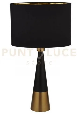 Lampada da tavolo chloe - ottone antico e paralume ovale nero