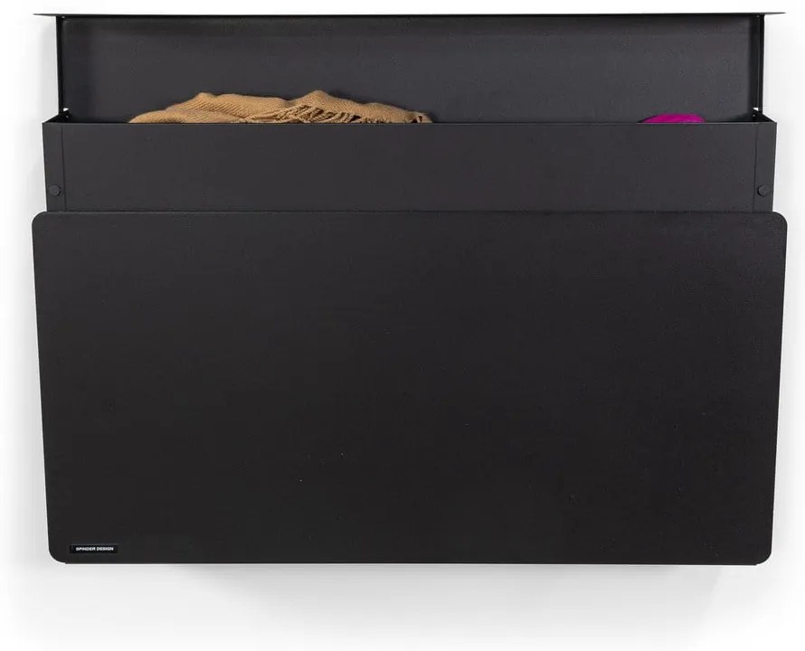Scarpiera nera in metallo con ante ribaltabili/da parete 78x48x13 cm Luigi – Spinder Design