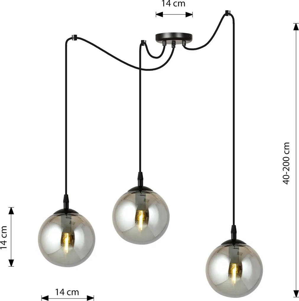 Lampadario a sospensione GIGI 3 BLACK GRAFIT